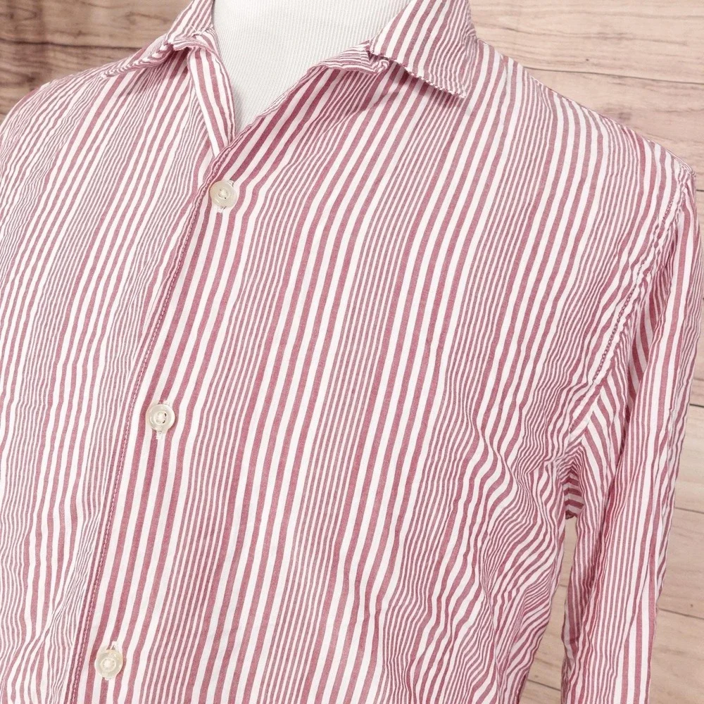 Banana Republic‎ Shirt Mens Large Striped Untucked Slim Fit Casual Workwear